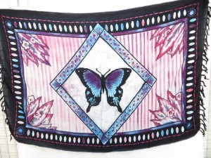 scarf wrap sarong with butterfly in diamond frame