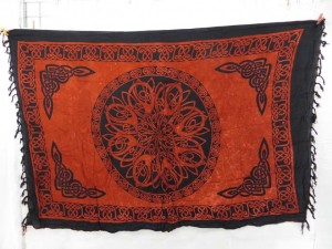 altar cloth brown sarong with celtic circle and celtic border