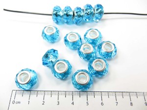 Turquoise blue faceted acrylic rhinestone bead
