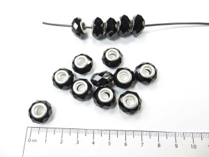 Black faceted acrylic rhinestone bead