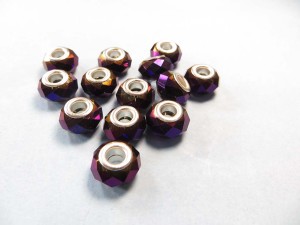 Metallic (reddish) faceted acrylic rhinestone bead