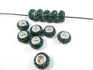 Green color acrylic rhinestone bead