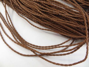 Brown color braided faux leather cord