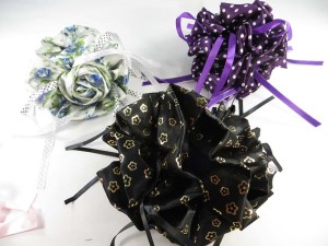 Mega size double sided style satin fabric flower and ribbon hair jaw clip claw