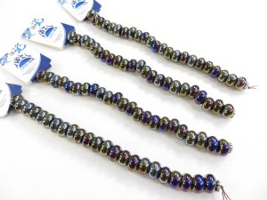 Metallic blue color glazed porcelain bead with luster AB finish