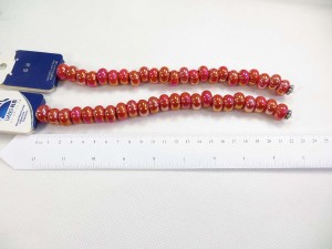 Red color glazed porcelain bead with luster AB finish