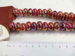 Metallic red color glazed porcelain bead with luster AB finish