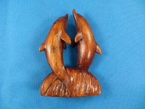 Dolphin abstract wood carving
