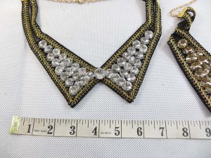 Collar necklace with clear or champagne color acrylic rhinestone