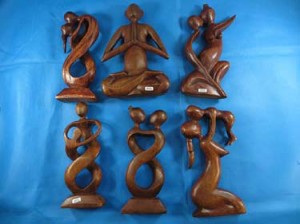 medium size hard wood abstract carving love couples, meditation yogi, mom holding baby, hand-carved by Balinese artists craftsmen