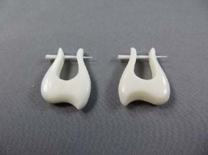 organic body jewelry bone pin earrings U shape. Fits regular pierced ears. 