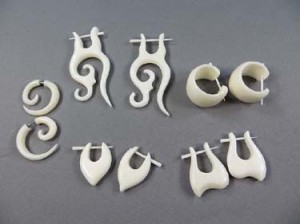 Organic Natural Body Jewelry Wholesale Bone Pin Earrings. Fits regular pierced ears