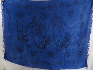   dr3-19  women garments blue tribal tattoo lizard sarong