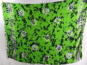 monocolor green sarong hand stamped prints with leaves, sun, dolphin, seashell, palm leaves etc tropical designs mixed designs randomly picked by our warehouse staffs 