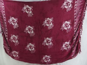 monocolor plum color sarong hand stamped prints with leaves, sun, dolphin, seashell, palm leaves etc tropical designs mixed designs randomly picked by our warehouse staffs 