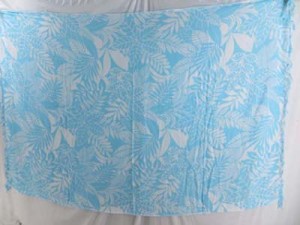 fashion clothes beach wrap light blue and white flower leaf sarong