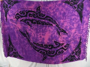 native tribal design large double dolphin sarong purple