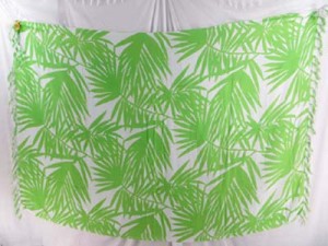 green palm leaf on white background sarong