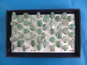 green agate gemstone fashion rings