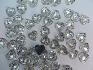 heart flatback clear acrylic rhinestone applique embellishment for scrapbooking