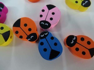 ladybug wooden button flatback applique embellishment for scrapbooking