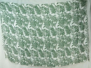 green leaf flower on white sarong