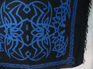 celtic interlace knotwork black blue spider web sarong wiccan home decor wall hanging