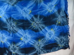 blue star burst tie dye sarong