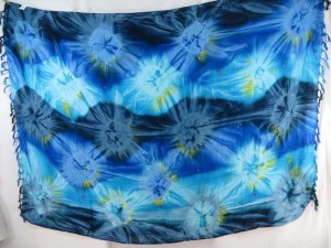 light and dark blue star burst tie dye sarong
