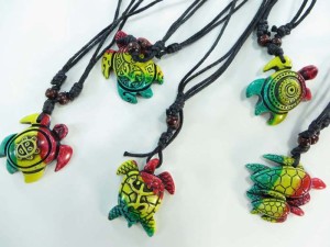 resin pendant rasta necklaces with adjustable black cord