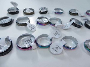 AB color stainless steel fashion rings, mixed sizes between 6 to 10