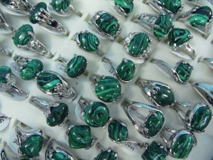 green malachite stone fashion rings size randomly picked between 6 to 10