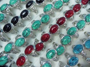 mixed colors turquoise stone fashion ring mixed sizes between 6 to 10