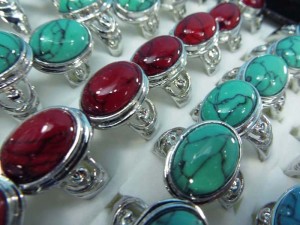 mixed colors turquoise stone fashion ring mixed sizes between 6 to 10