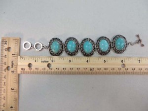 antique vintage style turquoise gemstone toggle bracelet bracelet length 7 inches to 8 inches long