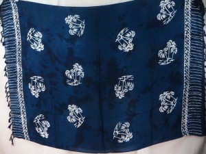 dark blue monocolor sarong with gecko, flower, turtel, fish, sun, dolphin, seashell, palm trees etc tropical designs assorted designs randomly picked by our warehouse staffs