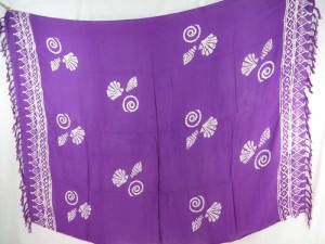purple monocolor sarong with gecko, flower, turtel, fish, sun, dolphin, seashell, palm trees etc tropical designs assorted designs randomly picked by our warehouse staffs