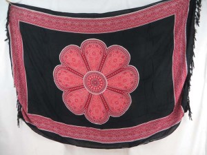 giant red daisy on black sarong