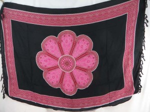 giant pink daisy on black sarong