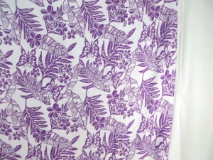 purple butterfly flower leaf on white sarong
