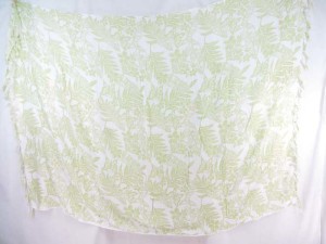 light green butterfly flower leaf on white sarong