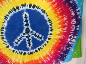 tie dye peace sign rainbow color sarong, no fringe assorted colors randomly picked by our warehouse staffs