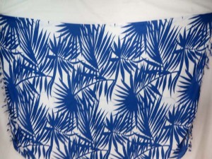 blue on white palm tree leaf sarong