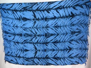 blue black feather tie dye sarong