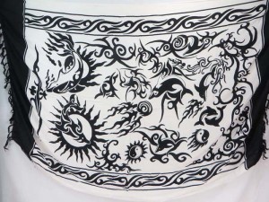 white black tattoo primitive tribe designs sarong dress tankini cover-up