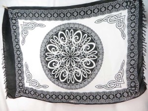 black and white Celtic circle sarong beach pareo wrap