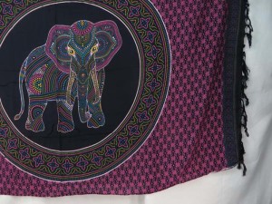 thousand dots lucky elephant mandala circle sarong fuchsia black