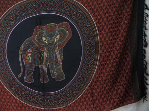 thousand dots lucky elephant mandala circle sarong orange black