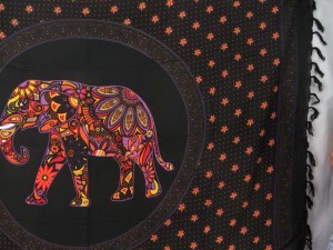 mosaic lucky elephant mandala circle sarong orange black