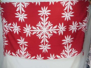 red sarong with white snowflakes